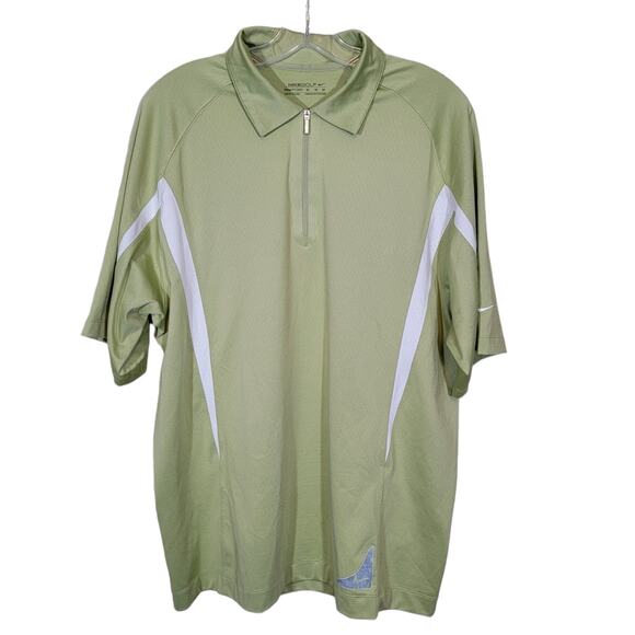 Nike Golf Men's Fit Dry Polo Shirt 1/4 Zip Short Sleeves Collared Green Medium - Picture 1 of 7